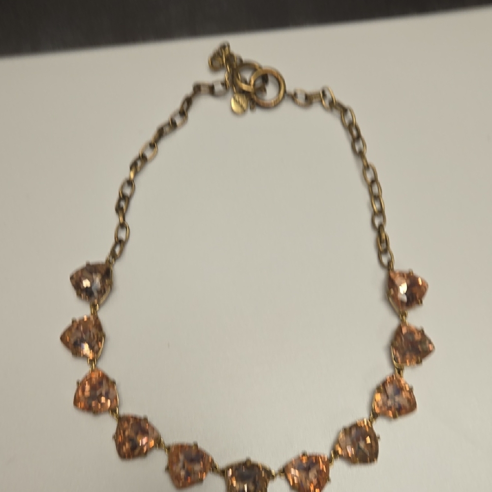 Stella & Dot Gold and Pink Necklace with Heart Charms